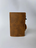 Minimalist RFID wallet with pop up mechanism and space for cash and cards